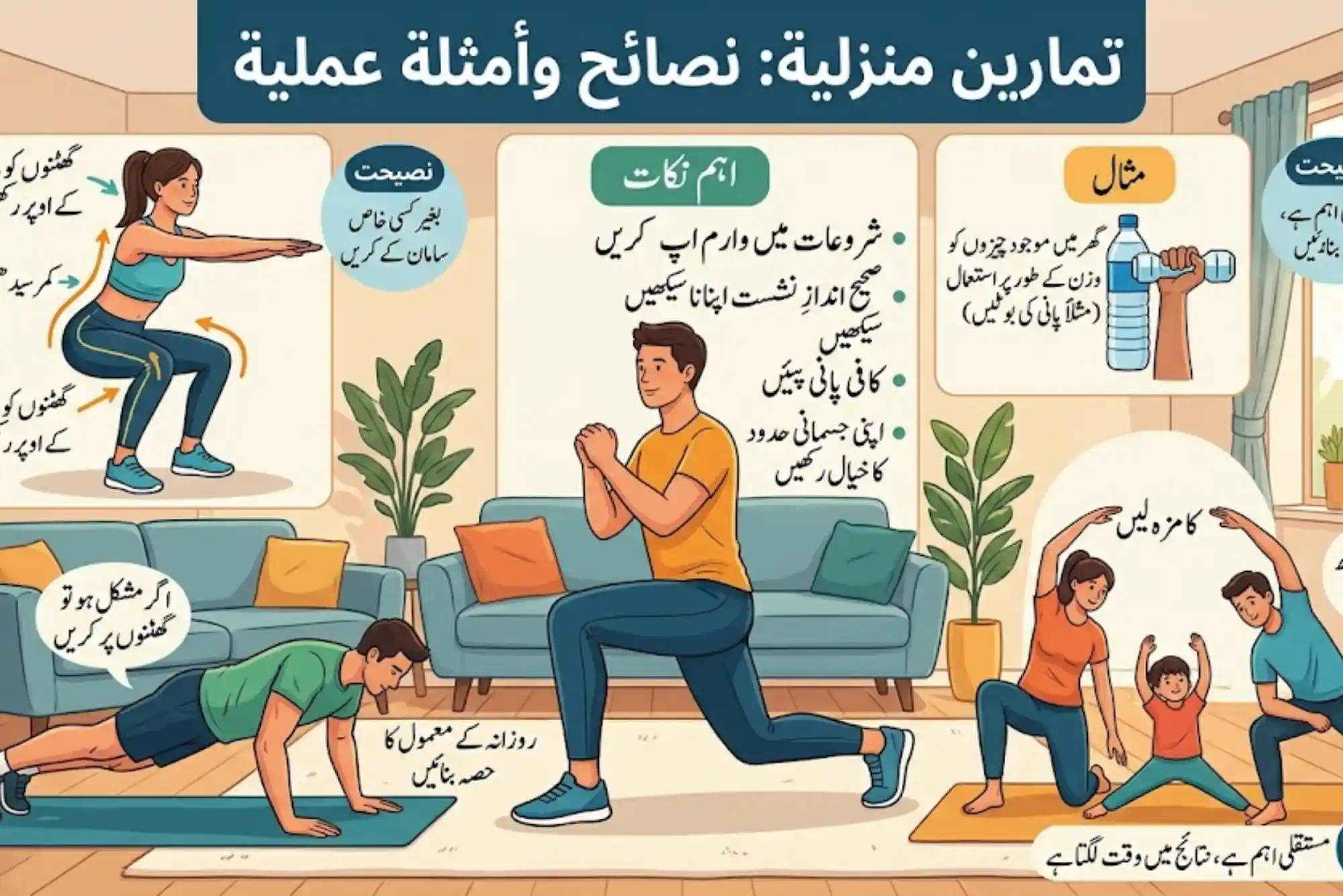 تمارين منزلية نصائح وأمثلة عملية